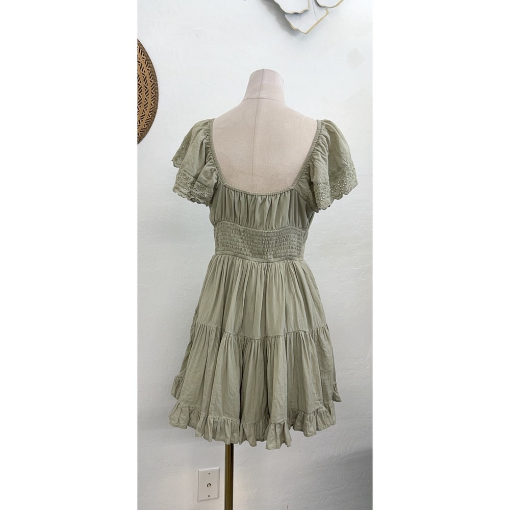 American Eagle babydoll dress sz S sage green cottage coquette core peasant boho - Picture 6 of 11